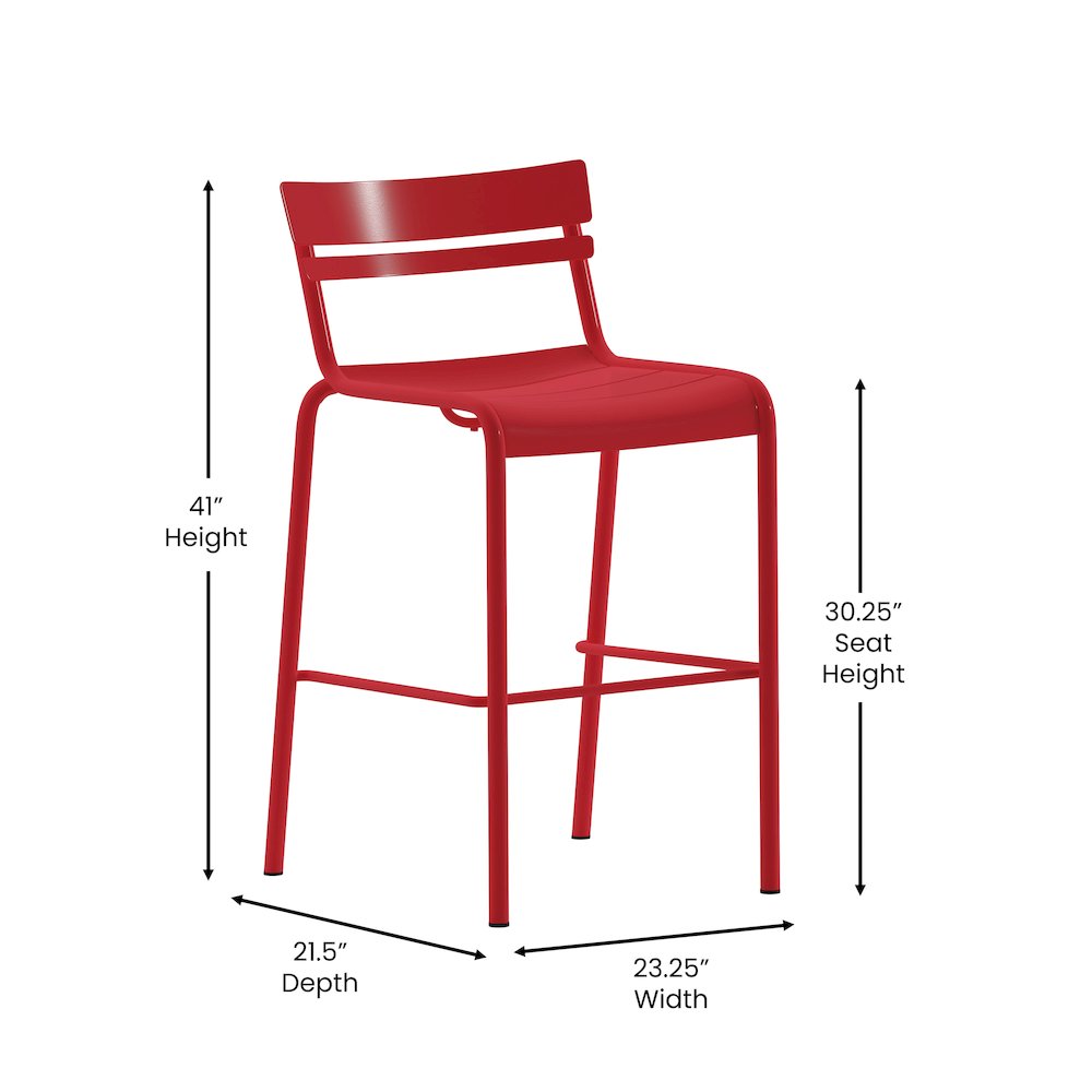 Modern Armless Commercial Grade Indoor/Outdoor Steel Stacking Bar Stool. Picture 5