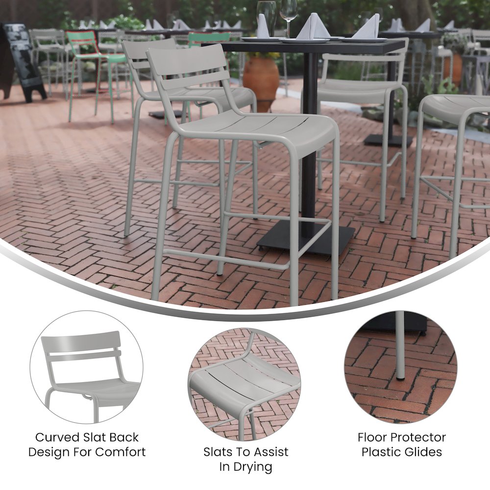Modern Armless Commercial Grade Indoor/Outdoor Steel Stacking Bar Stool. Picture 4