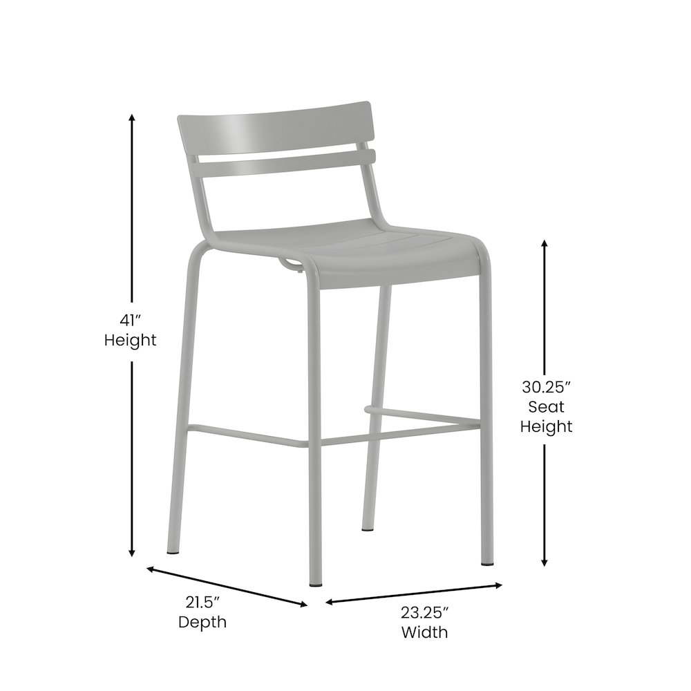 Modern Armless Commercial Grade Indoor/Outdoor Steel Stacking Bar Stool. Picture 5
