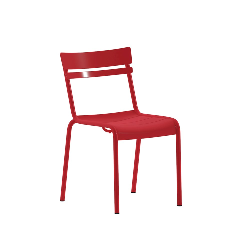 Modern Commercial Grade Indoor/Outdoor Armless Steel Stack Chair. Picture 1