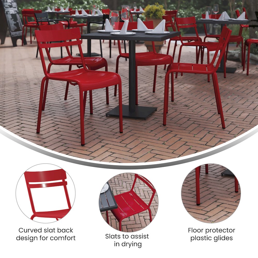 Modern Commercial Grade Indoor/Outdoor Armless Steel Stack Chair. Picture 4