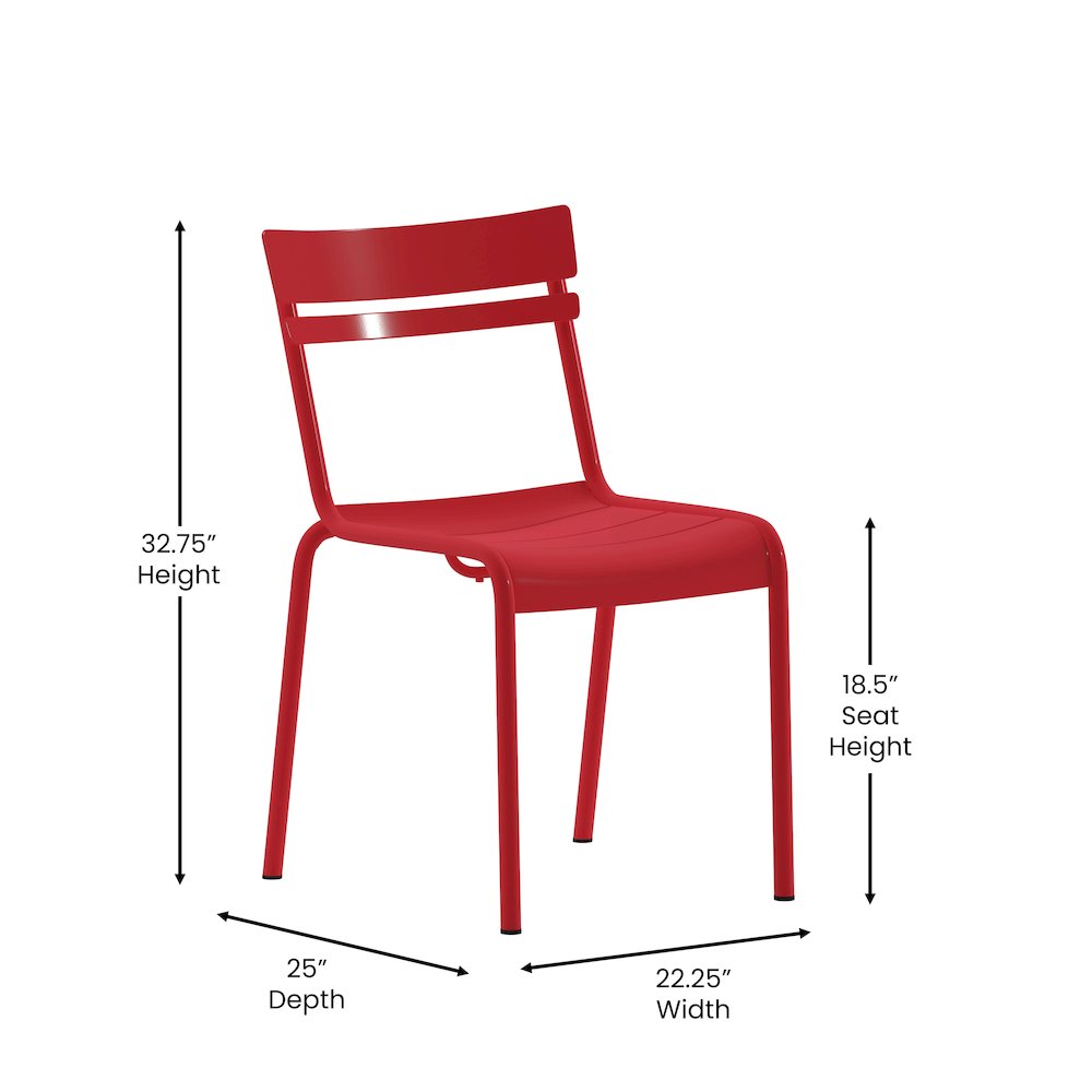 Modern Commercial Grade Indoor/Outdoor Armless Steel Stack Chair. Picture 5