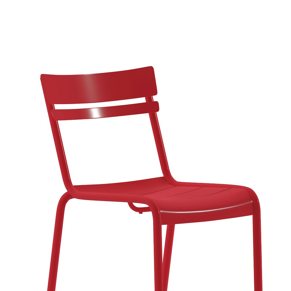 Modern Commercial Grade Indoor/Outdoor Armless Steel Stack Chair. Picture 9
