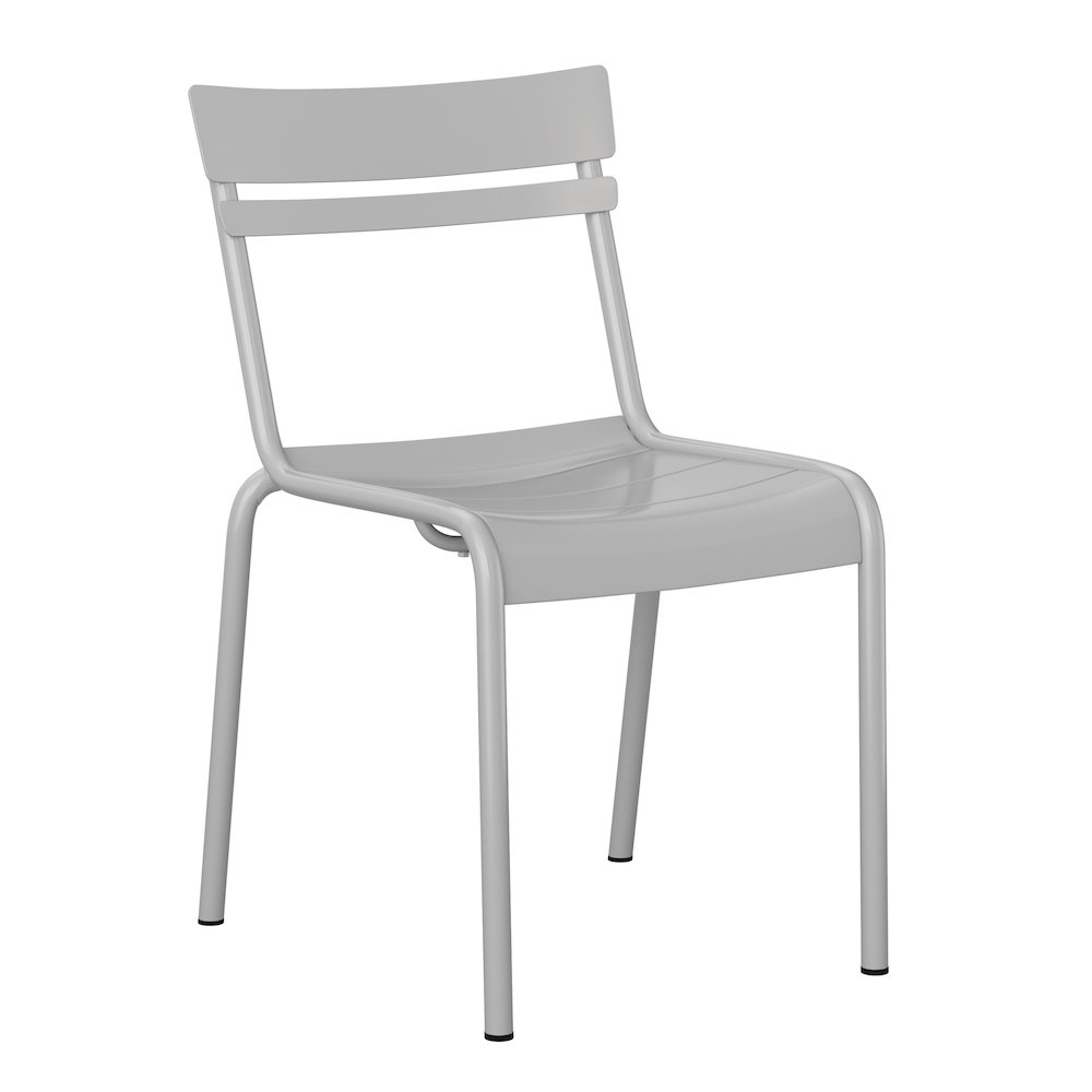 Modern Commercial Grade Indoor/Outdoor Armless Steel Stack Chair. Picture 1