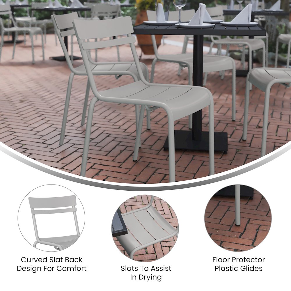 Modern Commercial Grade Indoor/Outdoor Armless Steel Stack Chair. Picture 4