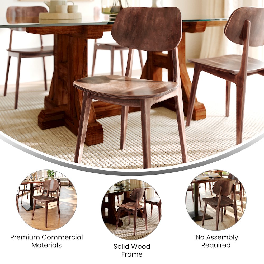 Verona Solid Wood Dining Chair with Curved Oval Backrest in Antique Copper. Picture 5