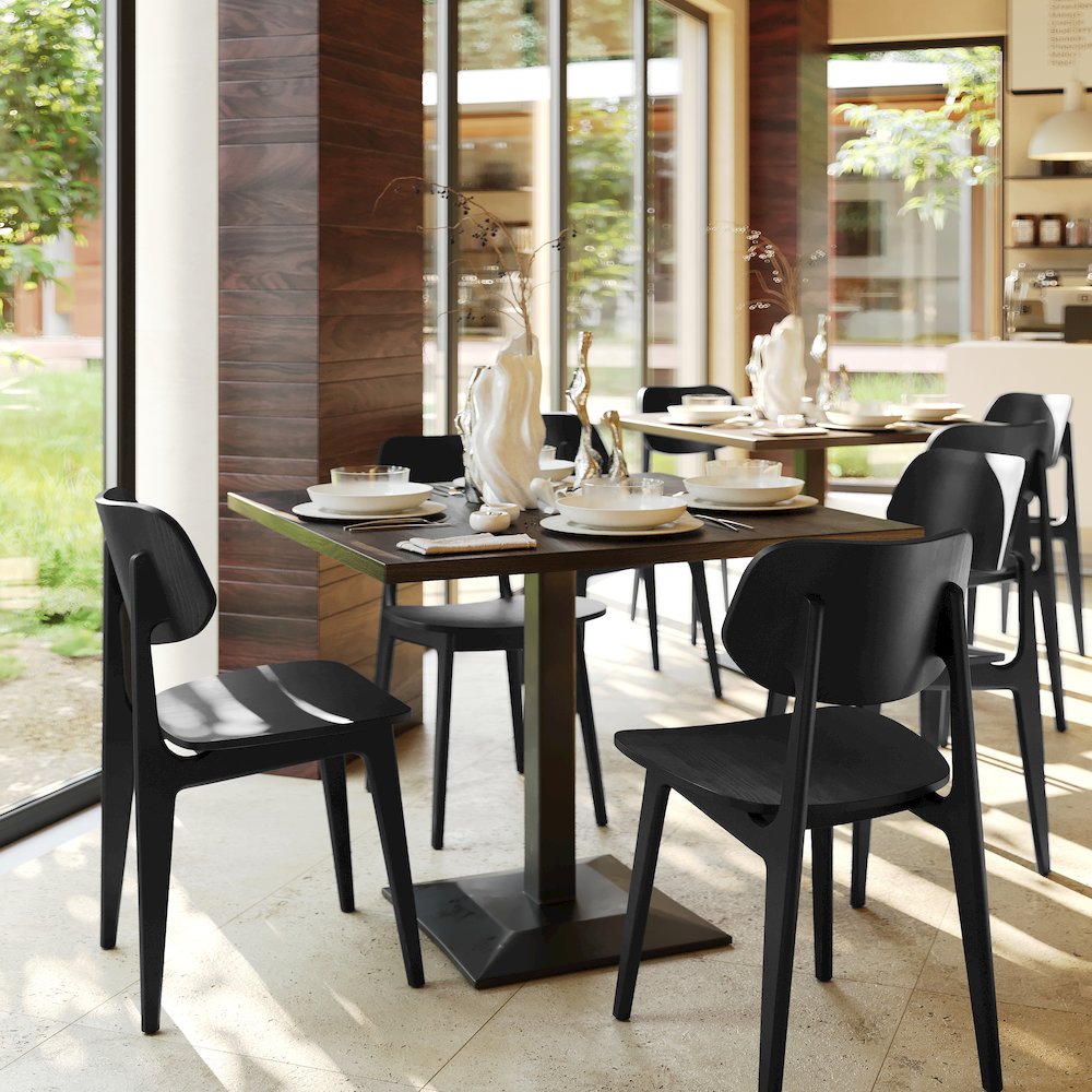Verona Solid Wood Dining Chair with Curved Oval Backrest in Black. Picture 3