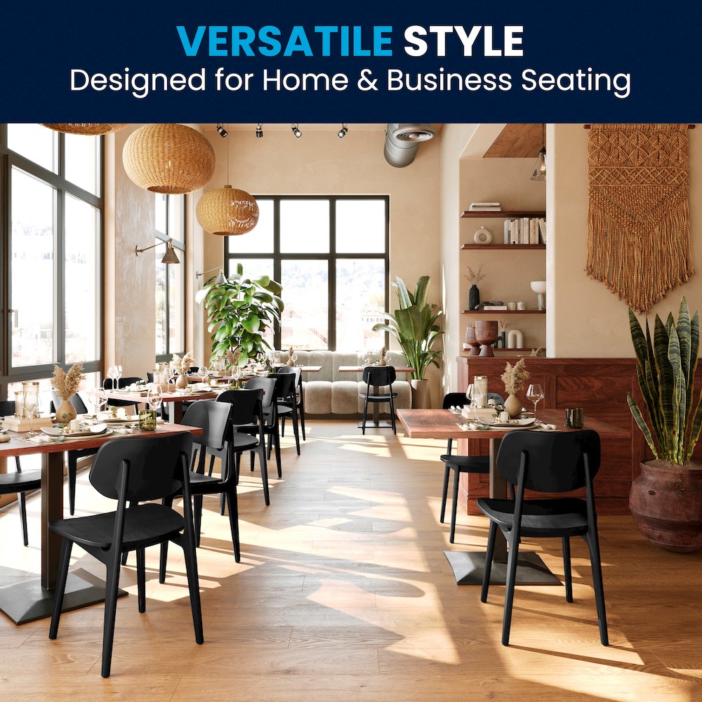 Verona Solid Wood Dining Chair with Curved Oval Backrest in Black. Picture 8