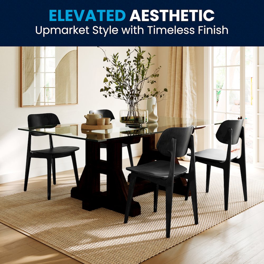 Verona Solid Wood Dining Chair with Curved Oval Backrest in Black. Picture 9