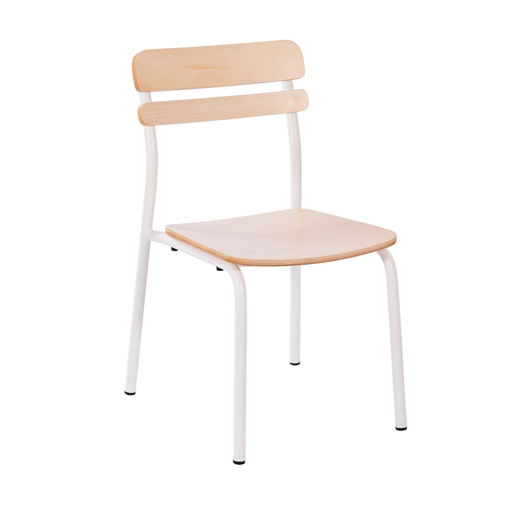 Cyprus Solid Wood Dining Chair with White Metal Frame and Antique White Finish. Picture 1