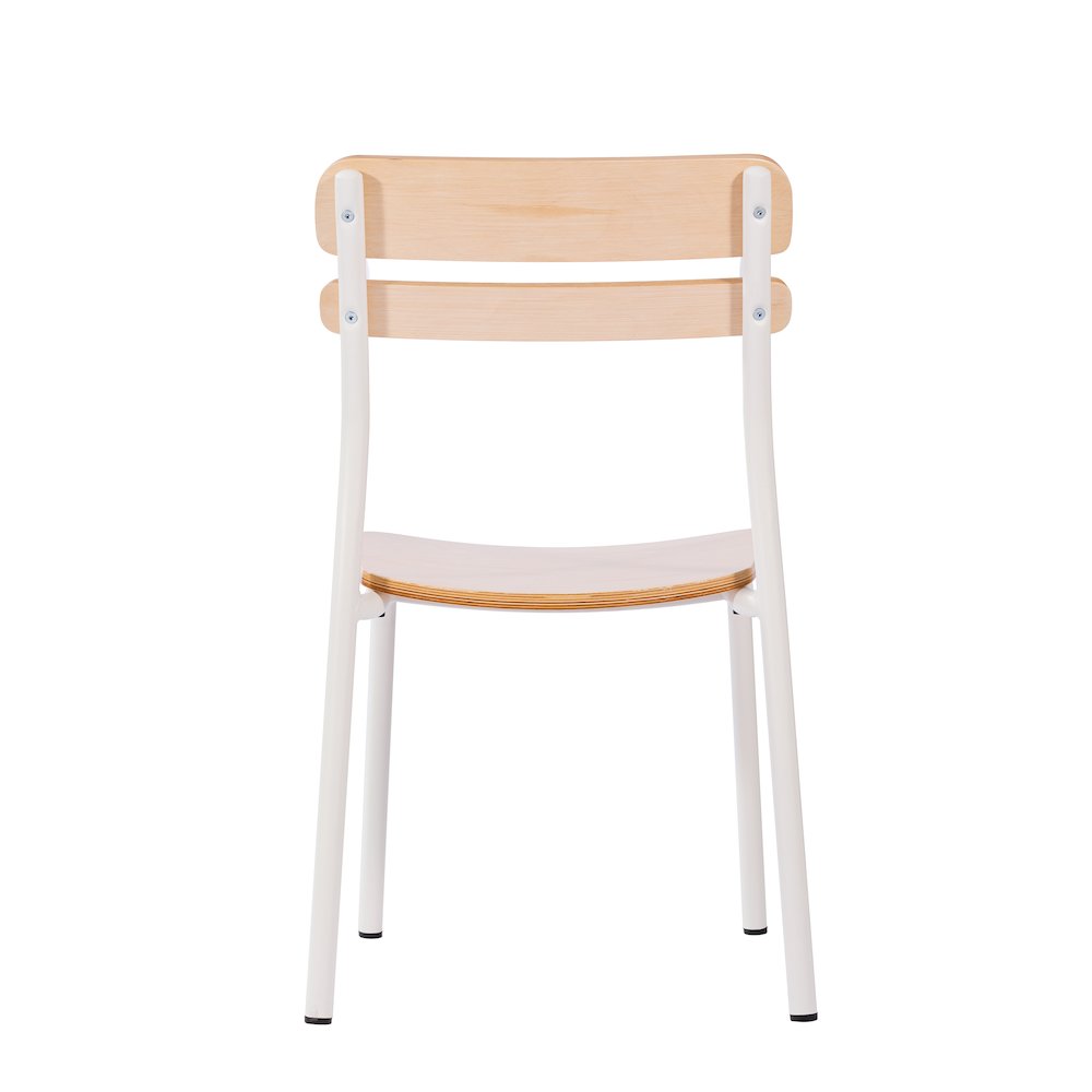 Cyprus Solid Wood Dining Chair with White Metal Frame and Antique White Finish. Picture 8