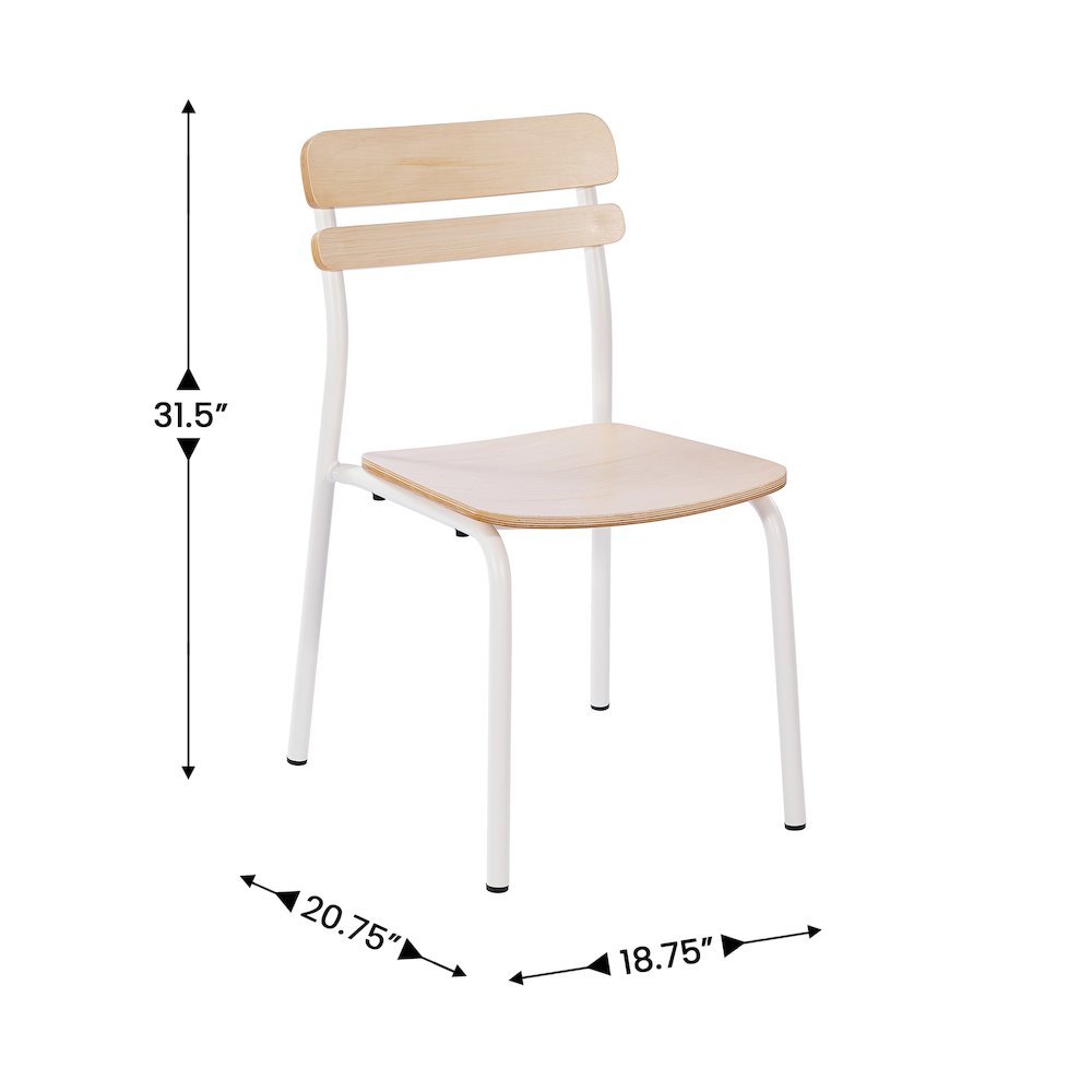 Cyprus Solid Wood Dining Chair with White Metal Frame and Antique White Finish. Picture 5