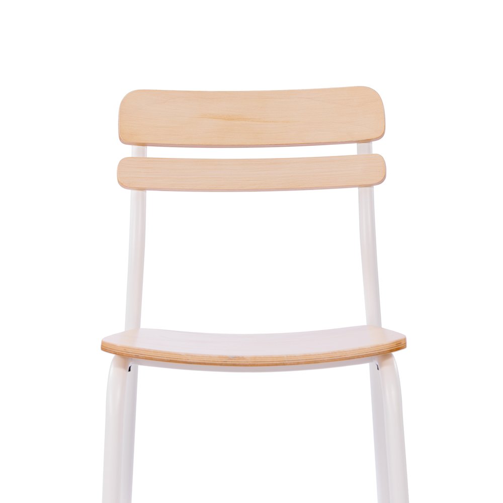 Cyprus Solid Wood Dining Chair with White Metal Frame and Antique White Finish. Picture 9