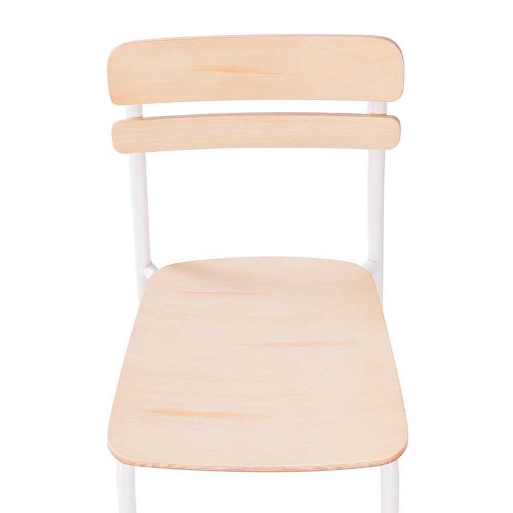 Cyprus Solid Wood Dining Chair with White Metal Frame and Antique White Finish. Picture 12