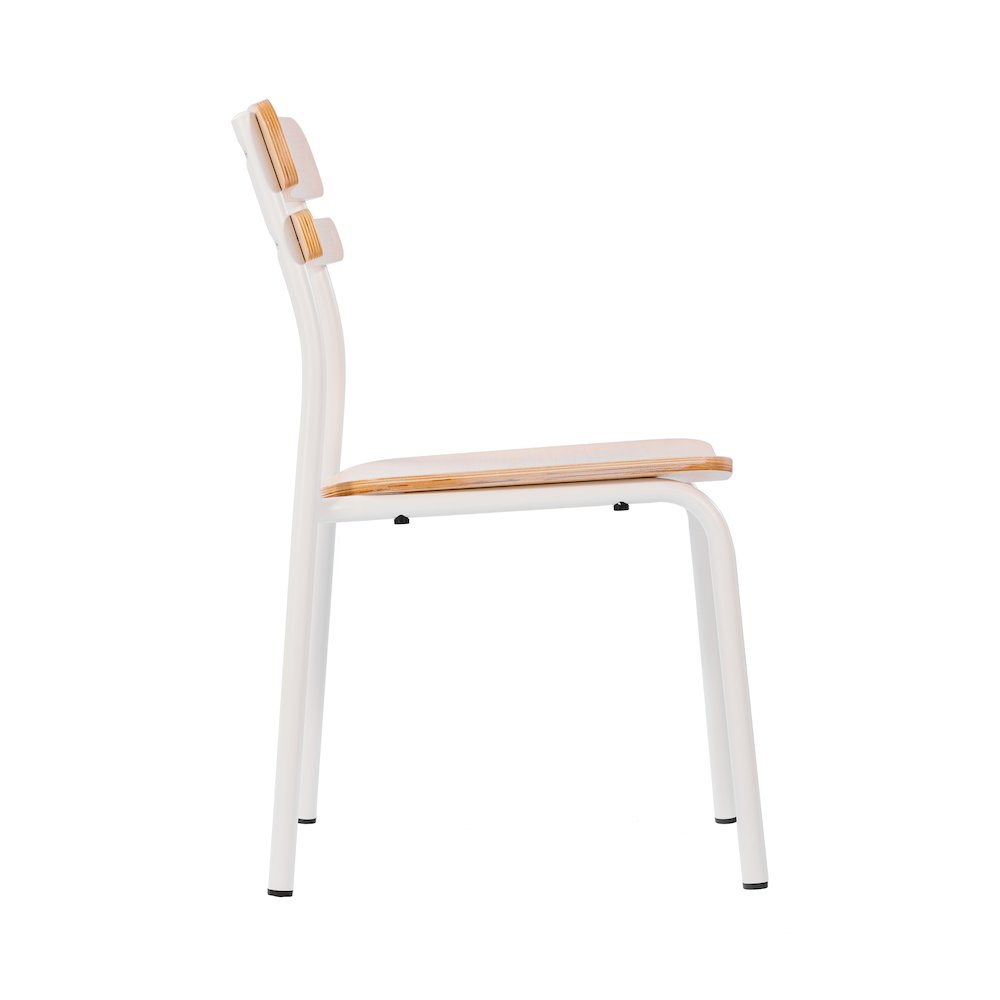 Cyprus Solid Wood Dining Chair with White Metal Frame and Antique White Finish. Picture 10