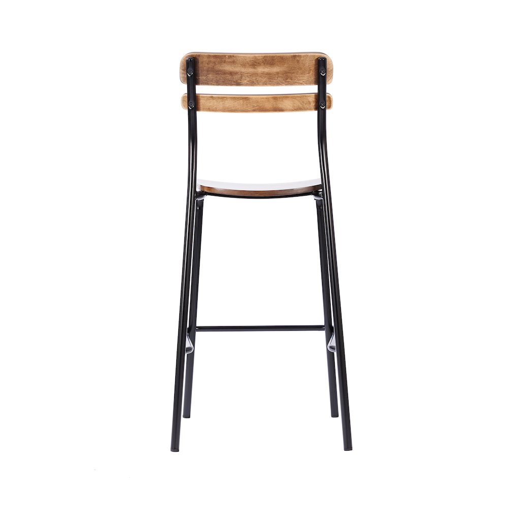 Cyprus Solid Wood Bar Stool with Black Metal Frame and Antique Copper Finish. Picture 7