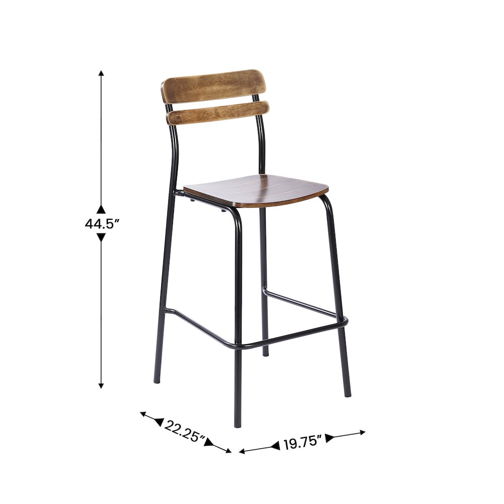 Cyprus Solid Wood Bar Stool with Black Metal Frame and Antique Copper Finish. Picture 5