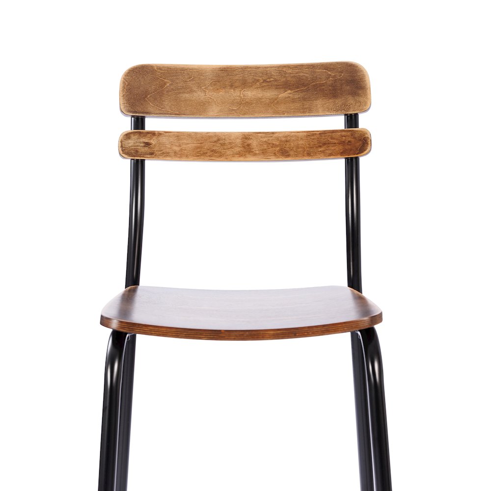 Cyprus Solid Wood Bar Stool with Black Metal Frame and Antique Copper Finish. Picture 8