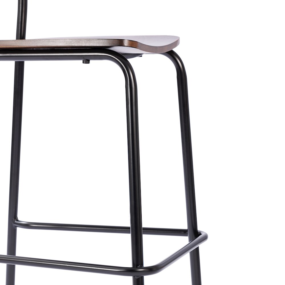 Cyprus Solid Wood Bar Stool with Black Metal Frame and Antique Copper Finish. Picture 12