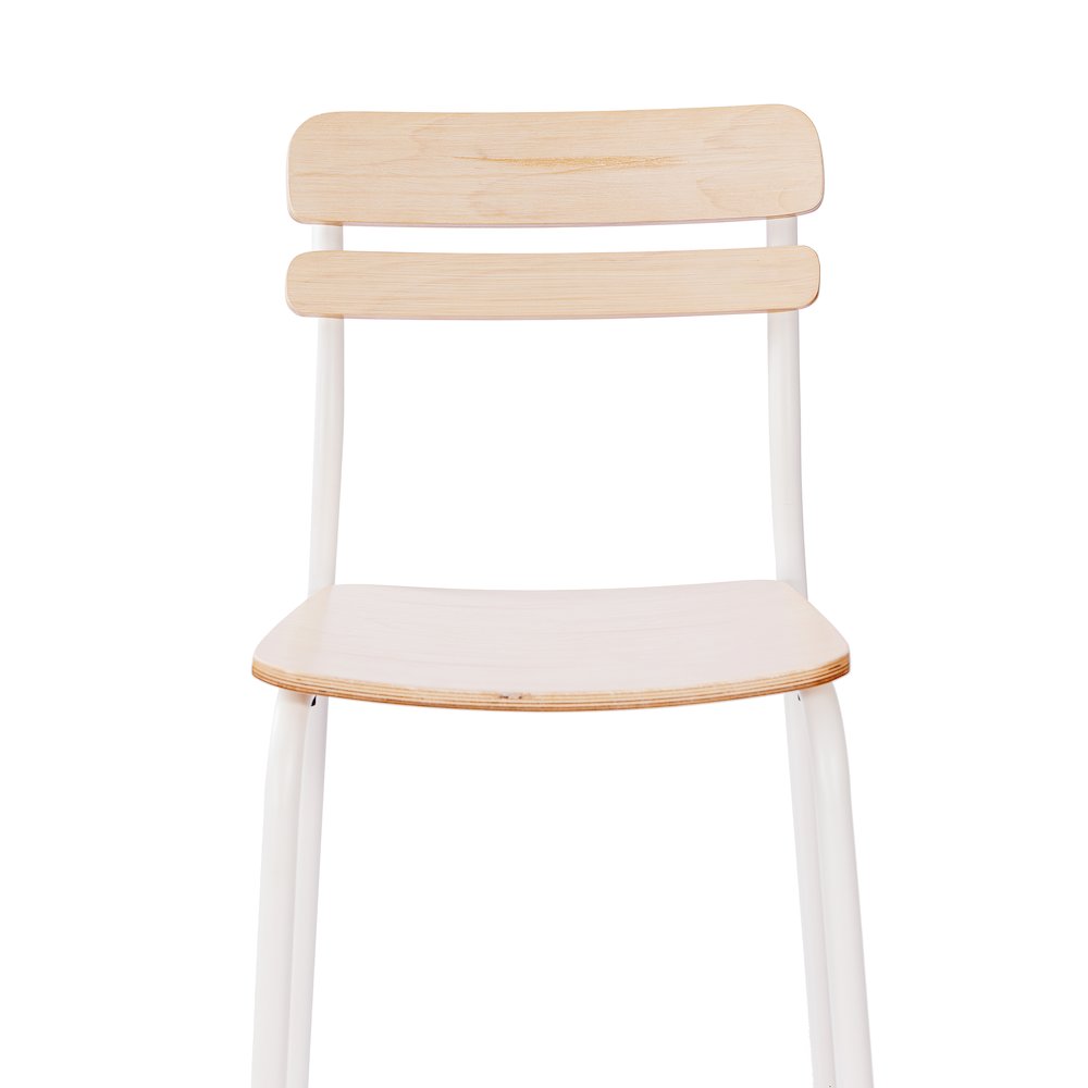 Cyprus Solid Wood Bar Stool with White Metal Frame and Antique White Finish. Picture 8