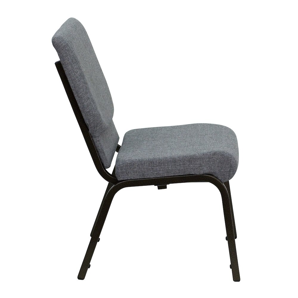 18.5''W Stacking Church Chair in Gray Fabric - Gold Vein Frame. Picture 9