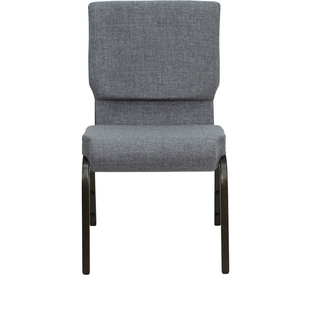 18.5''W Stacking Church Chair in Gray Fabric - Gold Vein Frame. Picture 10