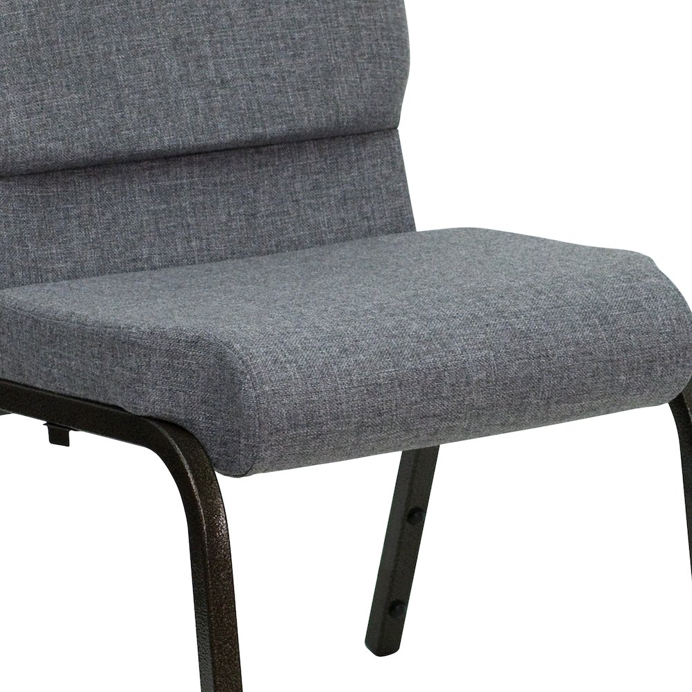 18.5''W Stacking Church Chair in Gray Fabric - Gold Vein Frame. Picture 11