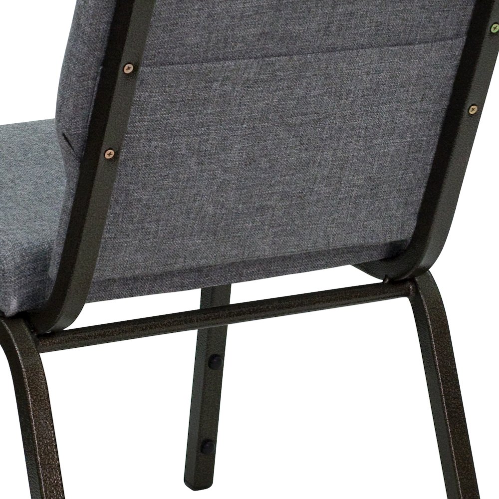 18.5''W Stacking Church Chair in Gray Fabric - Gold Vein Frame. Picture 8