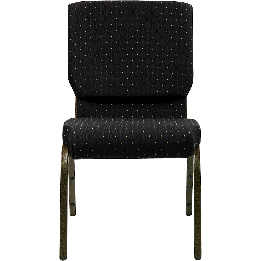 18.5''W Stacking Church Chair in Black Dot Patterned Fabric - Gold Vein Frame. Picture 10