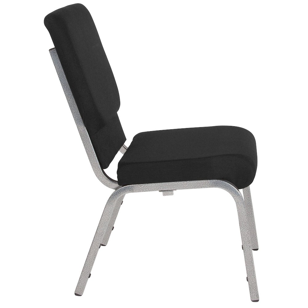 18.5''W Stacking Church Chair in Black Fabric - Silver Vein Frame. Picture 9