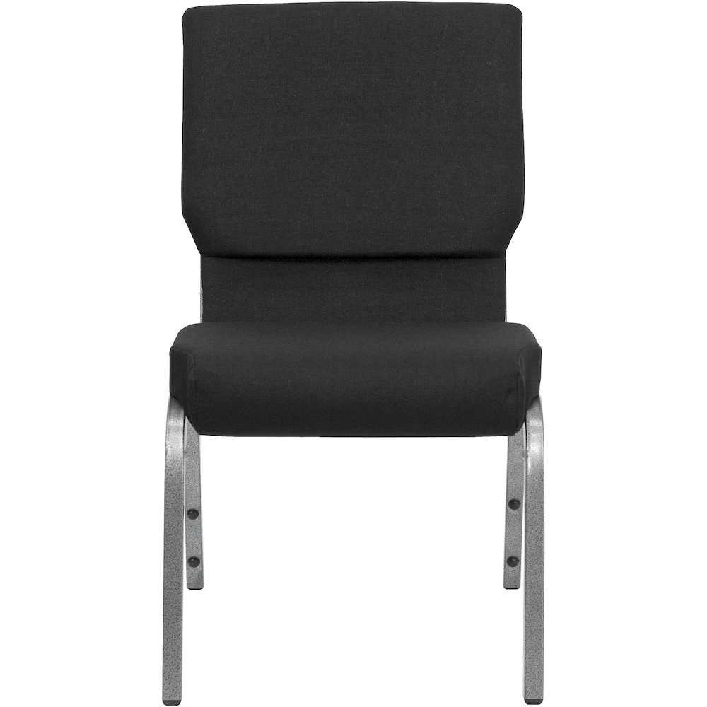 18.5''W Stacking Church Chair in Black Fabric - Silver Vein Frame. Picture 10