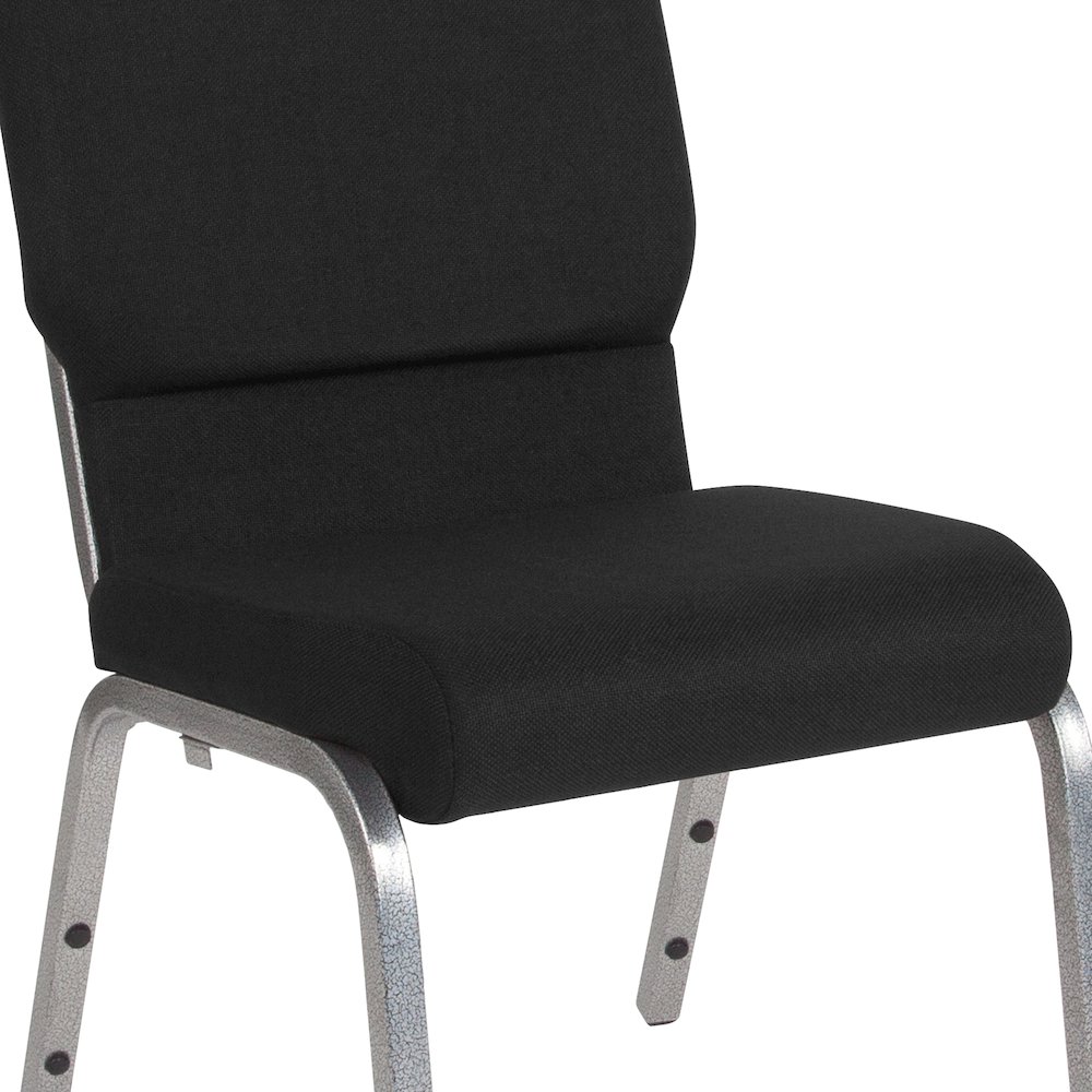 18.5''W Stacking Church Chair in Black Fabric - Silver Vein Frame. Picture 11