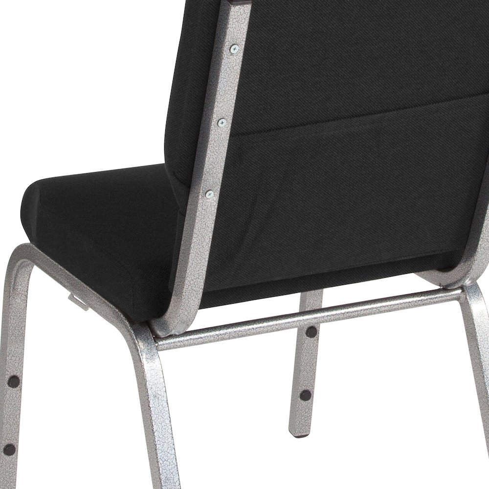 18.5''W Stacking Church Chair in Black Fabric - Silver Vein Frame. Picture 8