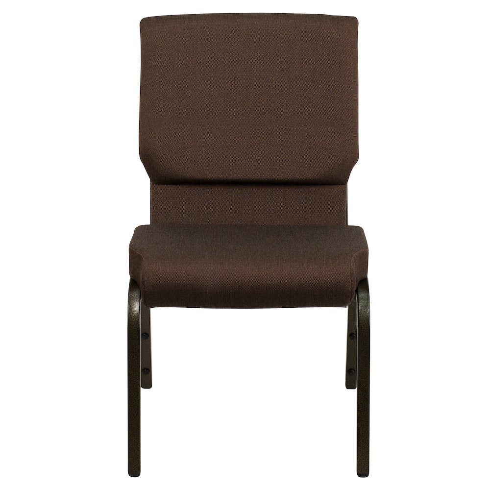 18.5''W Stacking Church Chair in Brown Fabric - Gold Vein Frame. Picture 4