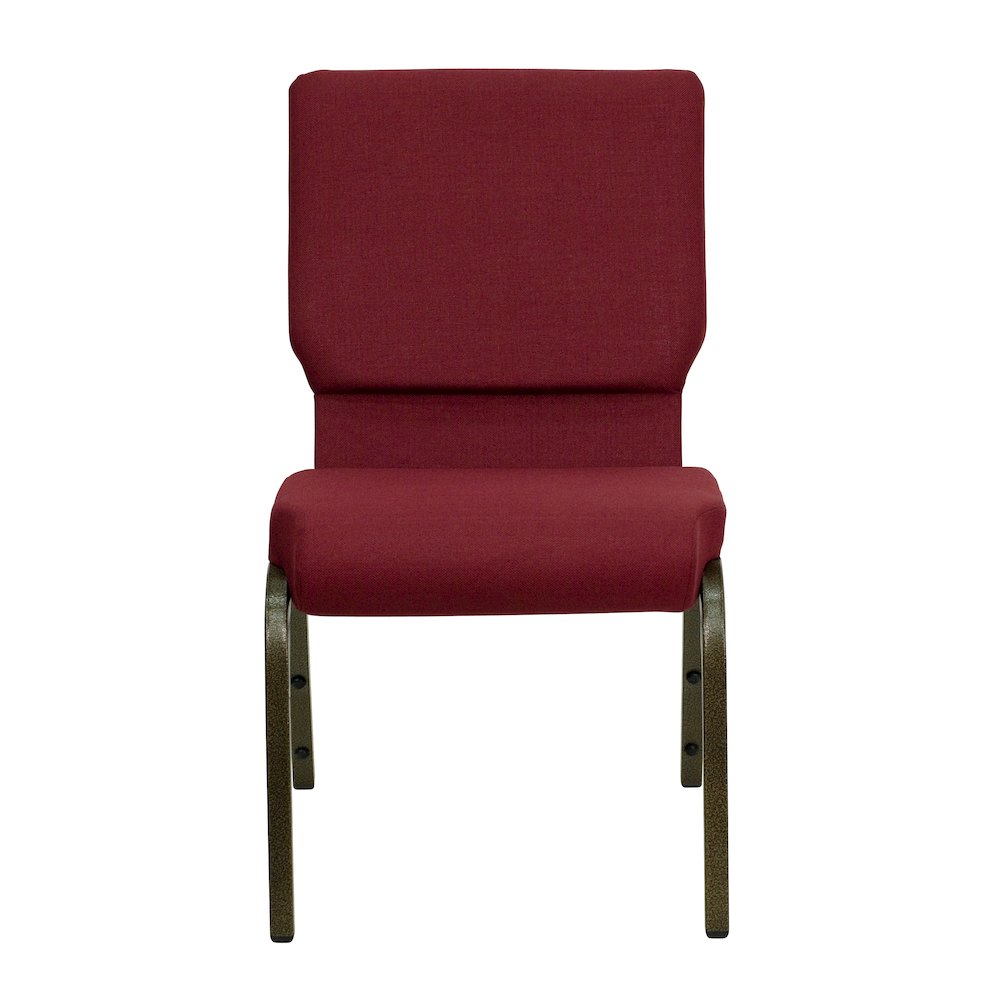 18.5''W Stacking Church Chair in Burgundy Fabric - Gold Vein Frame. Picture 10