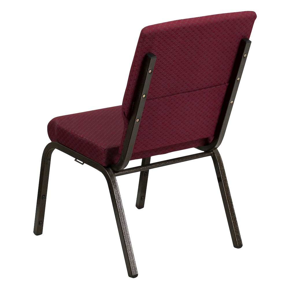 18.5''W Stacking Church Chair in Burgundy Patterned Fabric - Gold Vein Frame. Picture 7