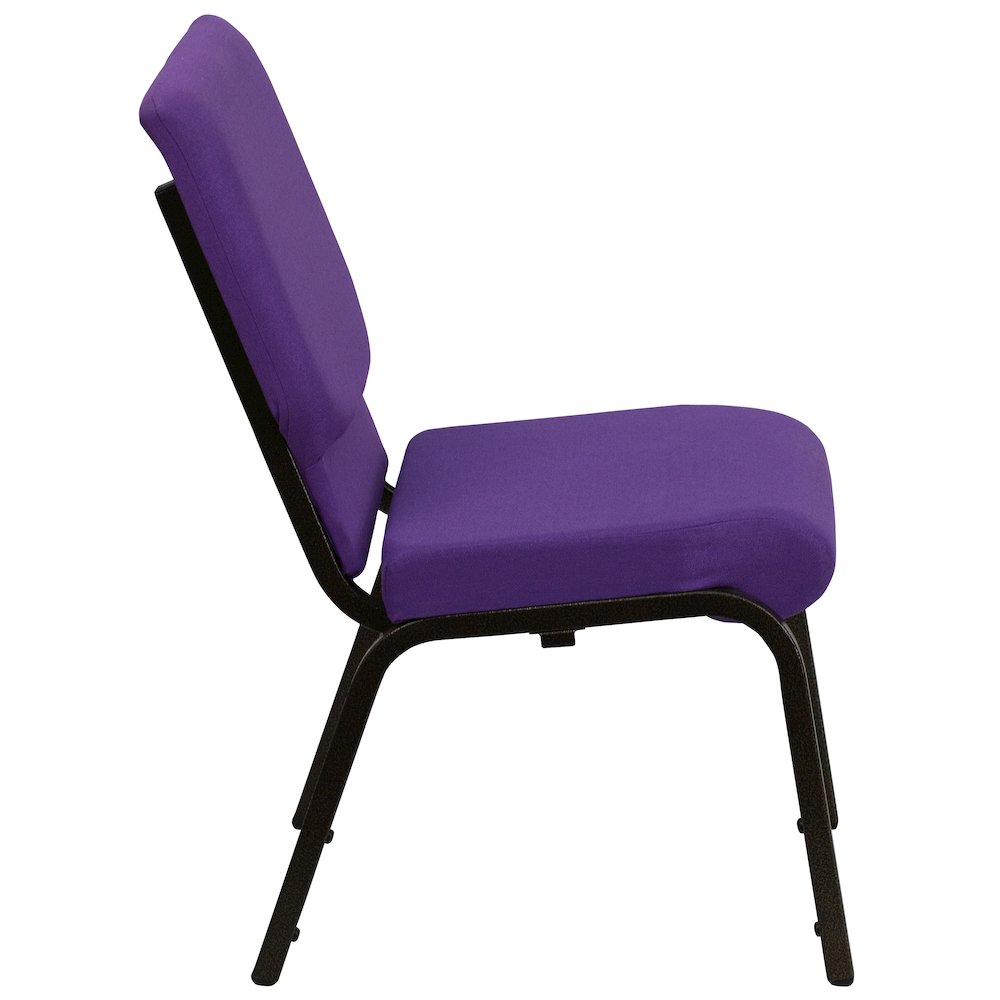 18.5''W Stacking Church Chair in Purple Fabric - Gold Vein Frame. Picture 9