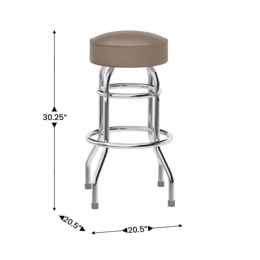 Bruno Double Ring Chrome Barstool with Beige Seat. Picture 5