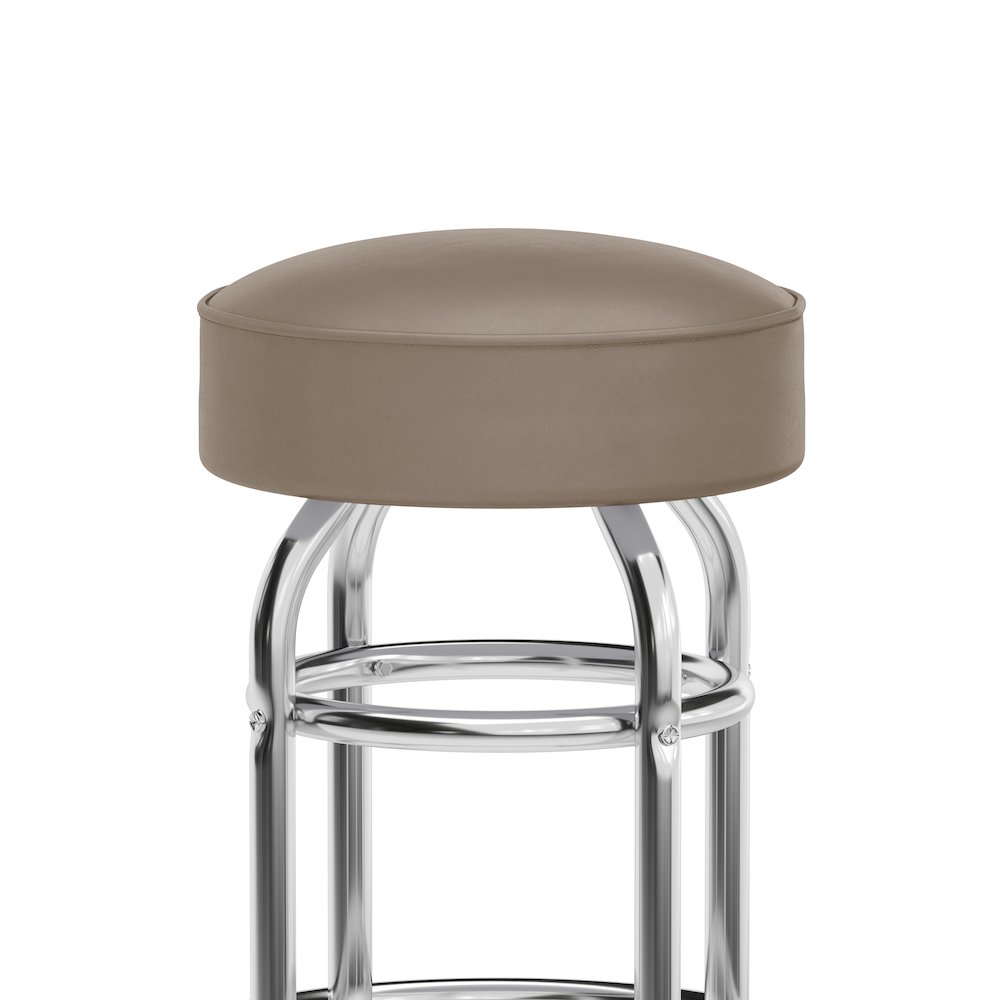 Bruno Double Ring Chrome Barstool with Beige Seat. Picture 7