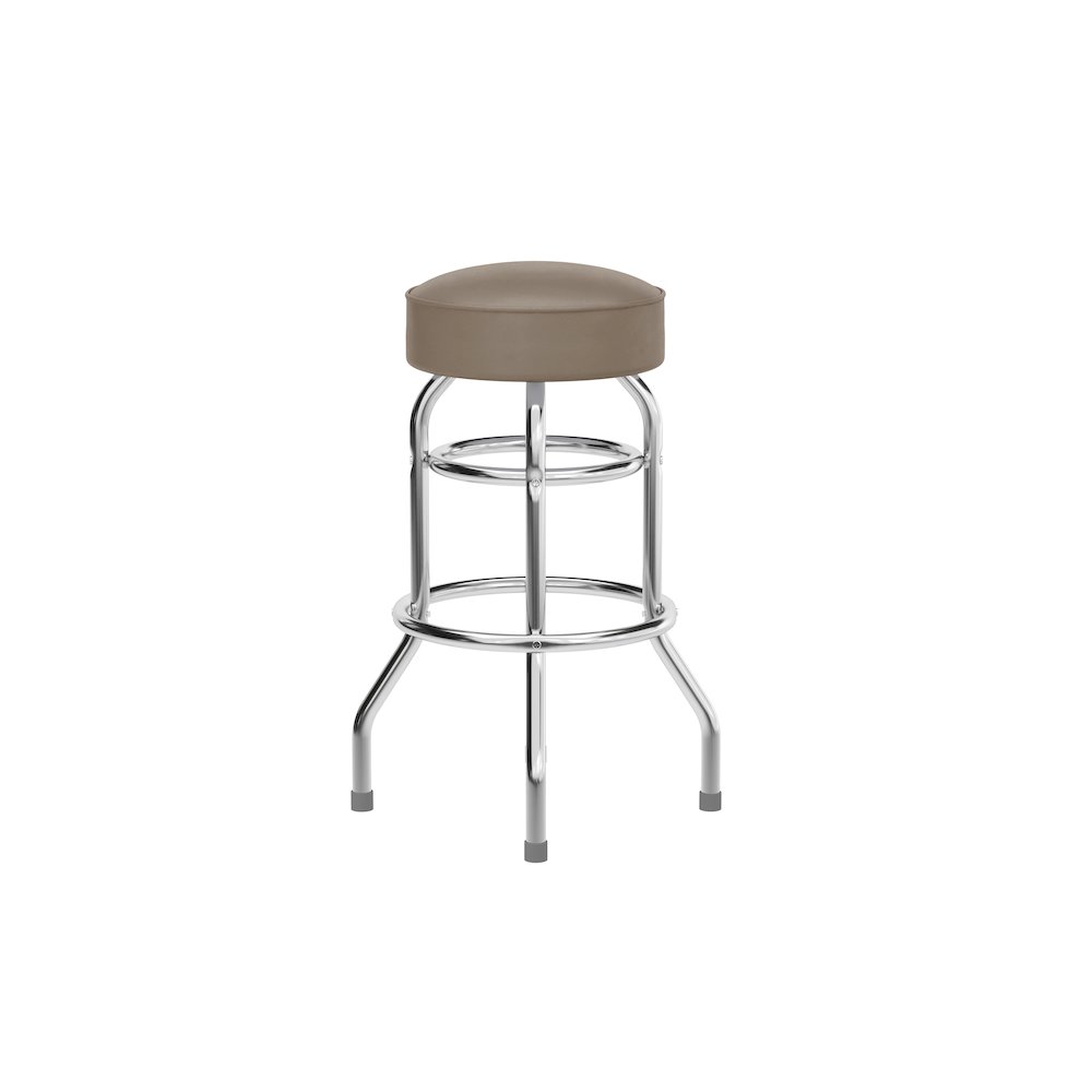 Bruno Double Ring Chrome Barstool with Beige Seat. Picture 9