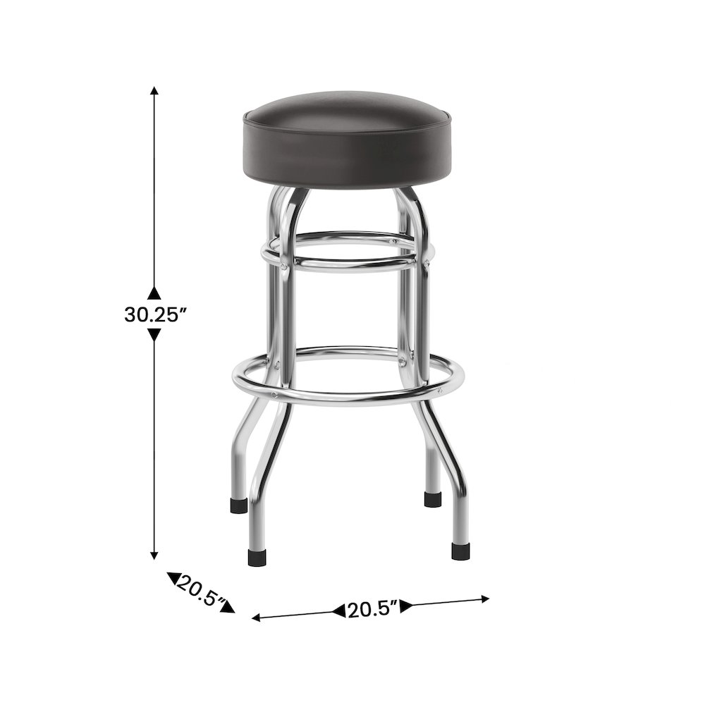 Bruno Double Ring Chrome Barstool with Dark Brown Seat. Picture 5