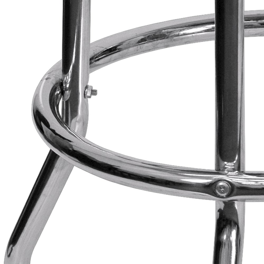 Double Ring Chrome Barstool with Red Seat. Picture 11