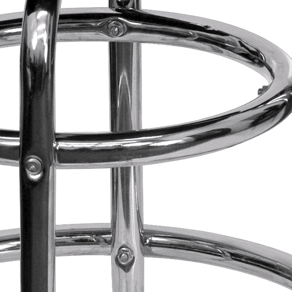 Double Ring Chrome Barstool with Red Seat. Picture 9