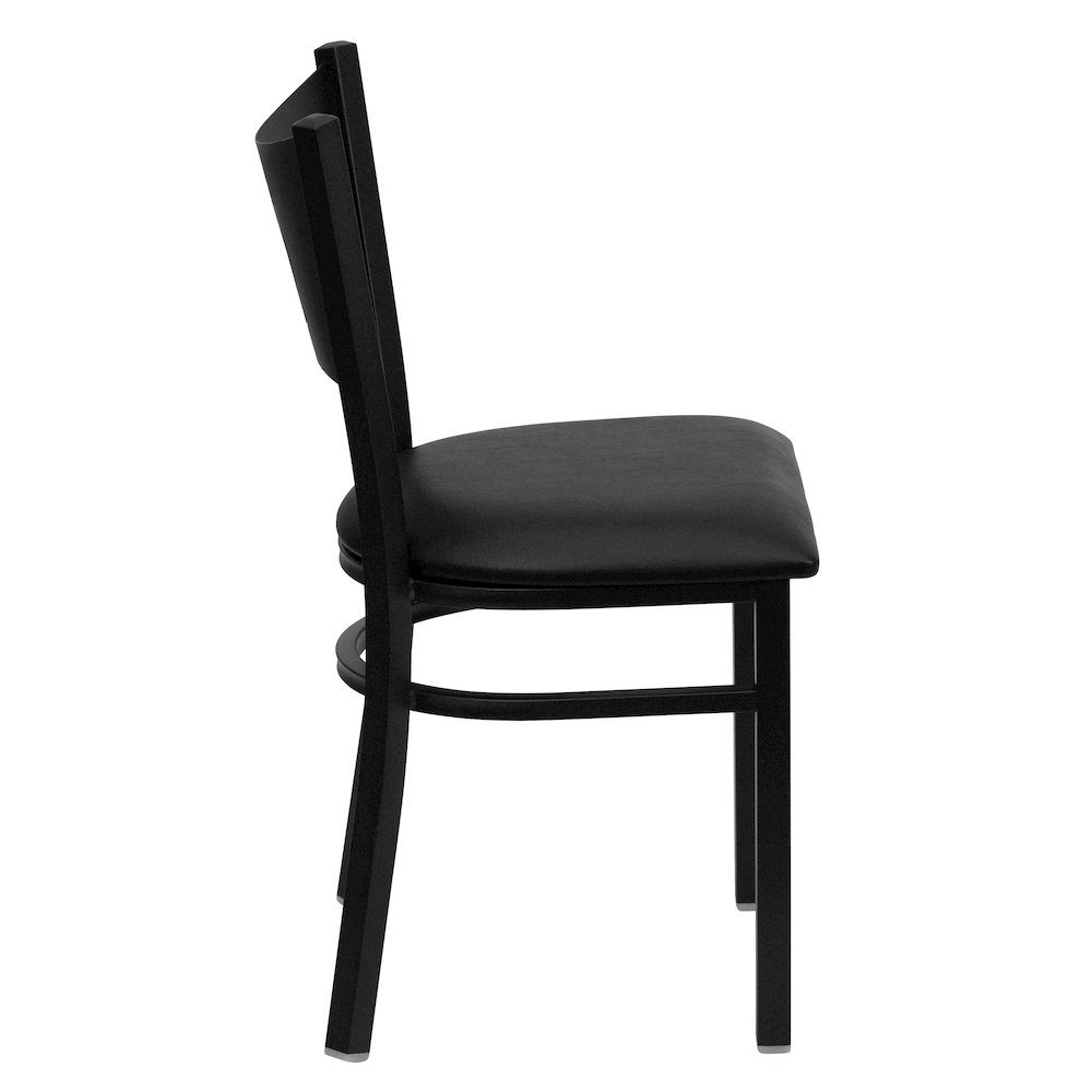 Black Coffee Back Metal Restaurant Chair - Black Vinyl Seat. Picture 9