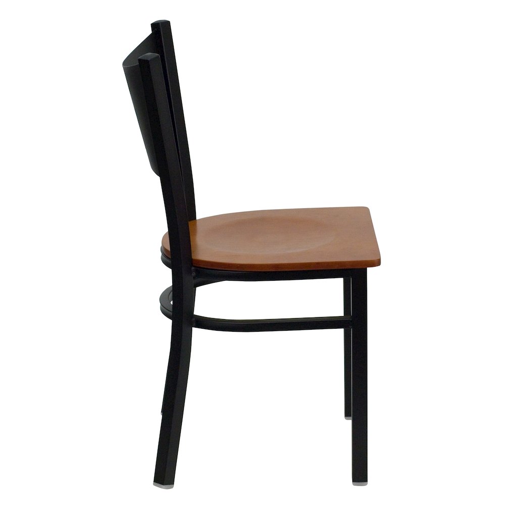 Black Coffee Back Metal Restaurant Chair - Cherry Wood Seat. Picture 5