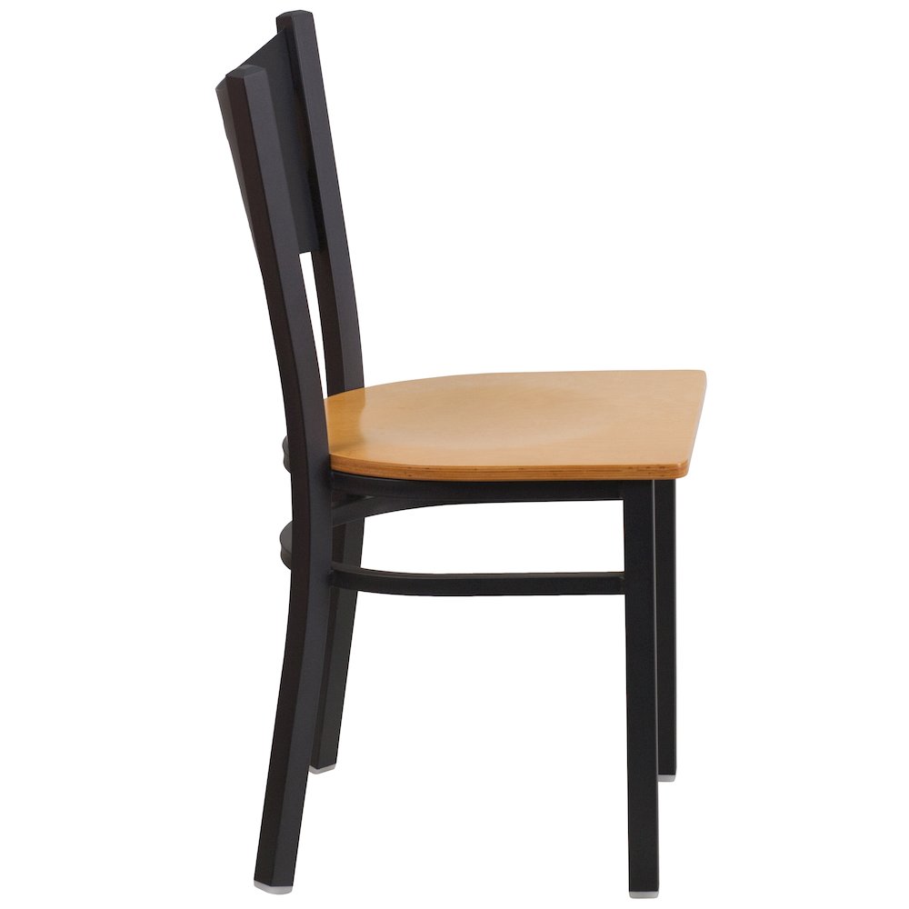 Black Coffee Back Metal Restaurant Chair - Natural Wood Seat. Picture 5