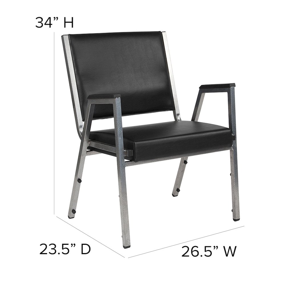 1000 lb. Rated Black Antimicrobial Vinyl Bariatric Medical Reception Arm Chair. Picture 5