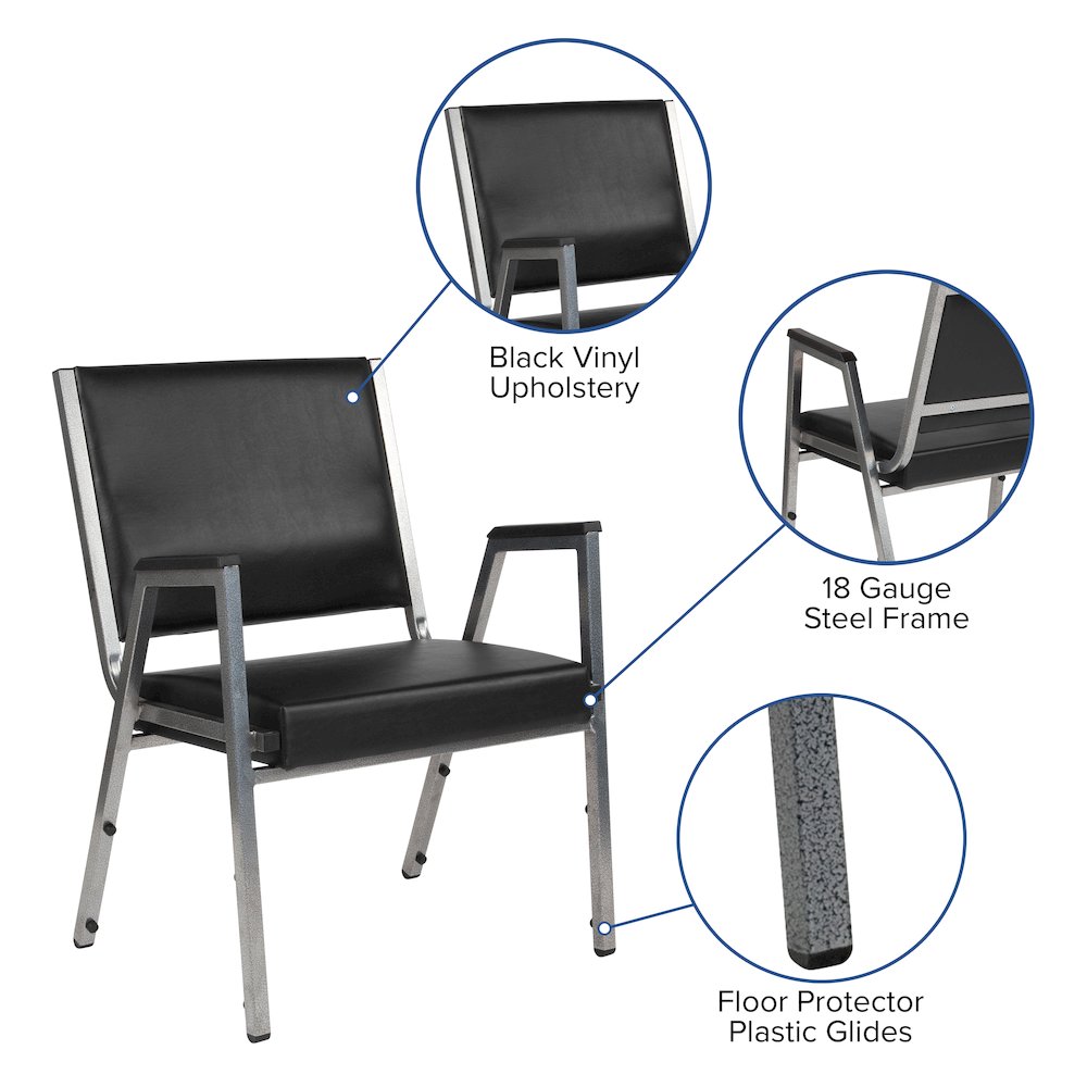 1000 lb. Rated Black Antimicrobial Vinyl Bariatric Medical Reception Arm Chair. Picture 4