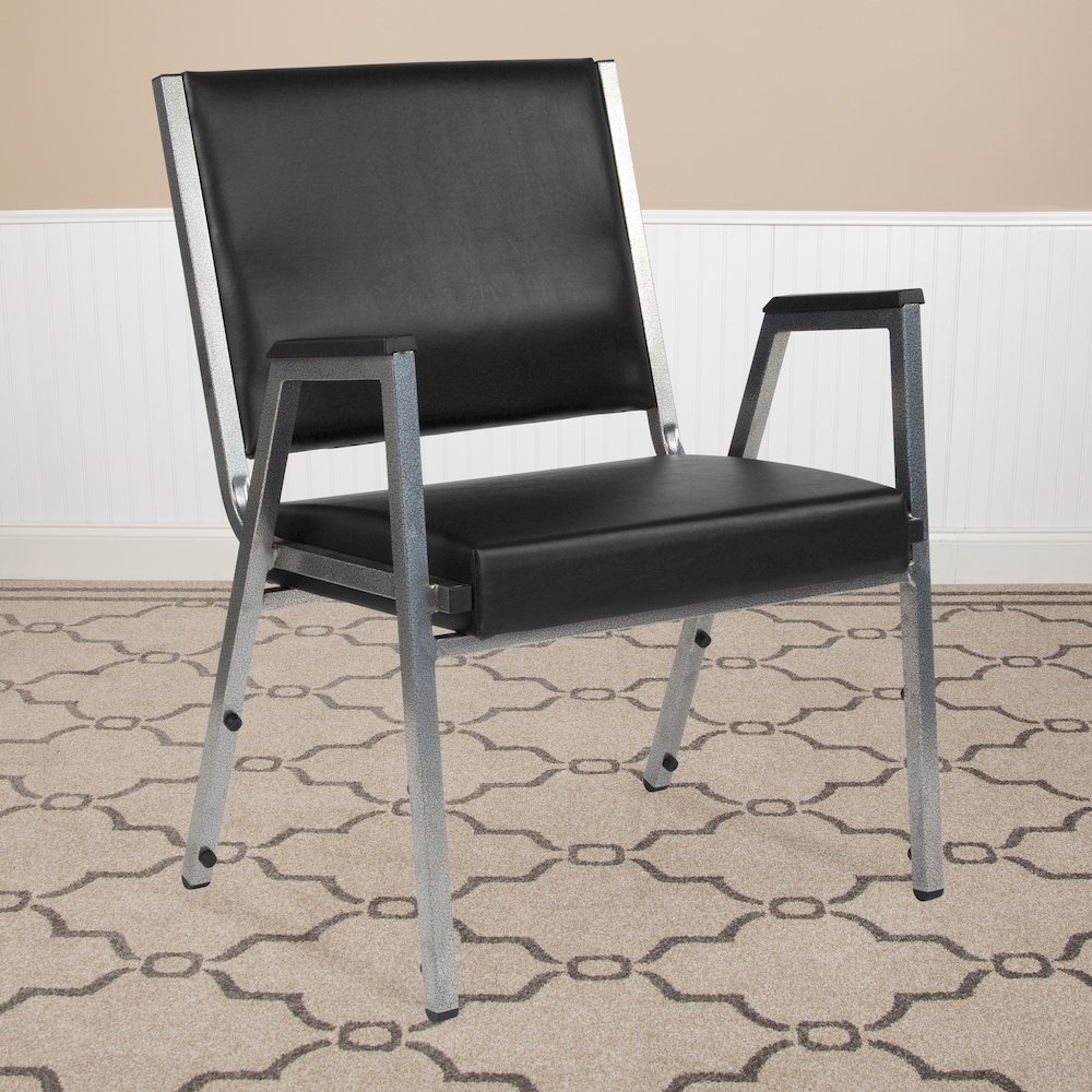 1000 lb. Rated Black Antimicrobial Vinyl Bariatric Medical Reception Arm Chair. Picture 2
