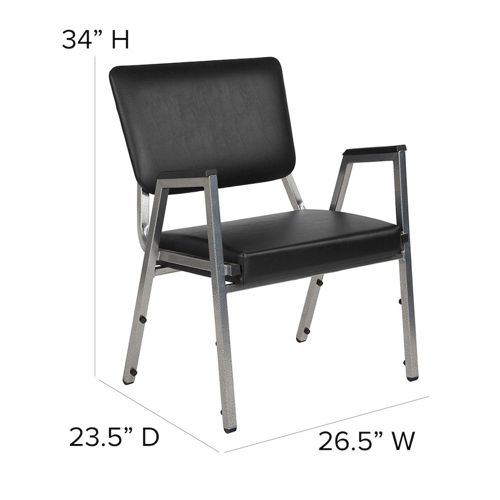 1000 lb. Rated Black Medical Reception Arm Chair with 3/4 Panel Back. Picture 5